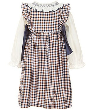 Edgehill Collection LittleBig Girls Side-Tie Plaid Dress and Long Sleeve Top Set - 8 | Dillard's
