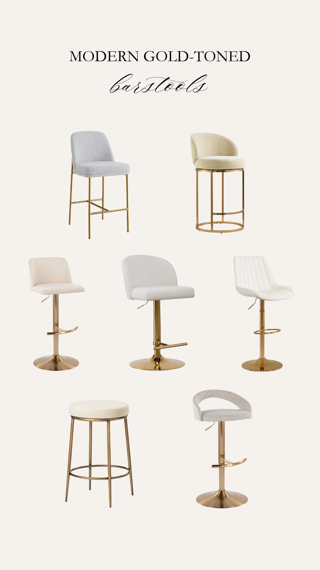 Gold-toned counter height stools 

 

#LTKHome