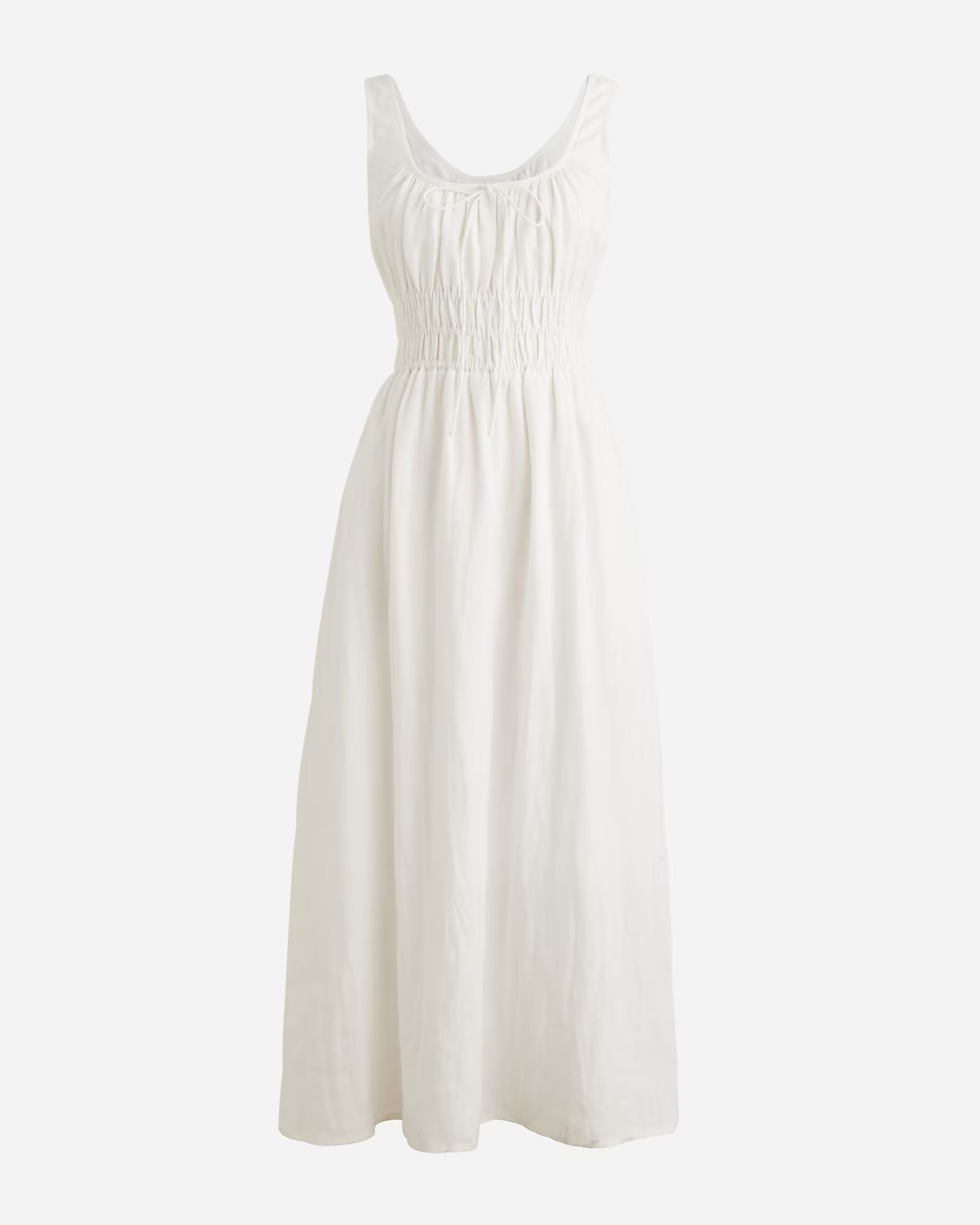 Smocked midi dress in linen | J.Crew US