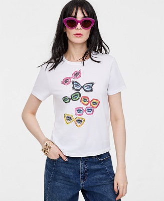 Women's Cropped Sunglasses T-Shirt, Macy's Exclusive- Molly Rogers Capsule Collection - Macy's | Macy's