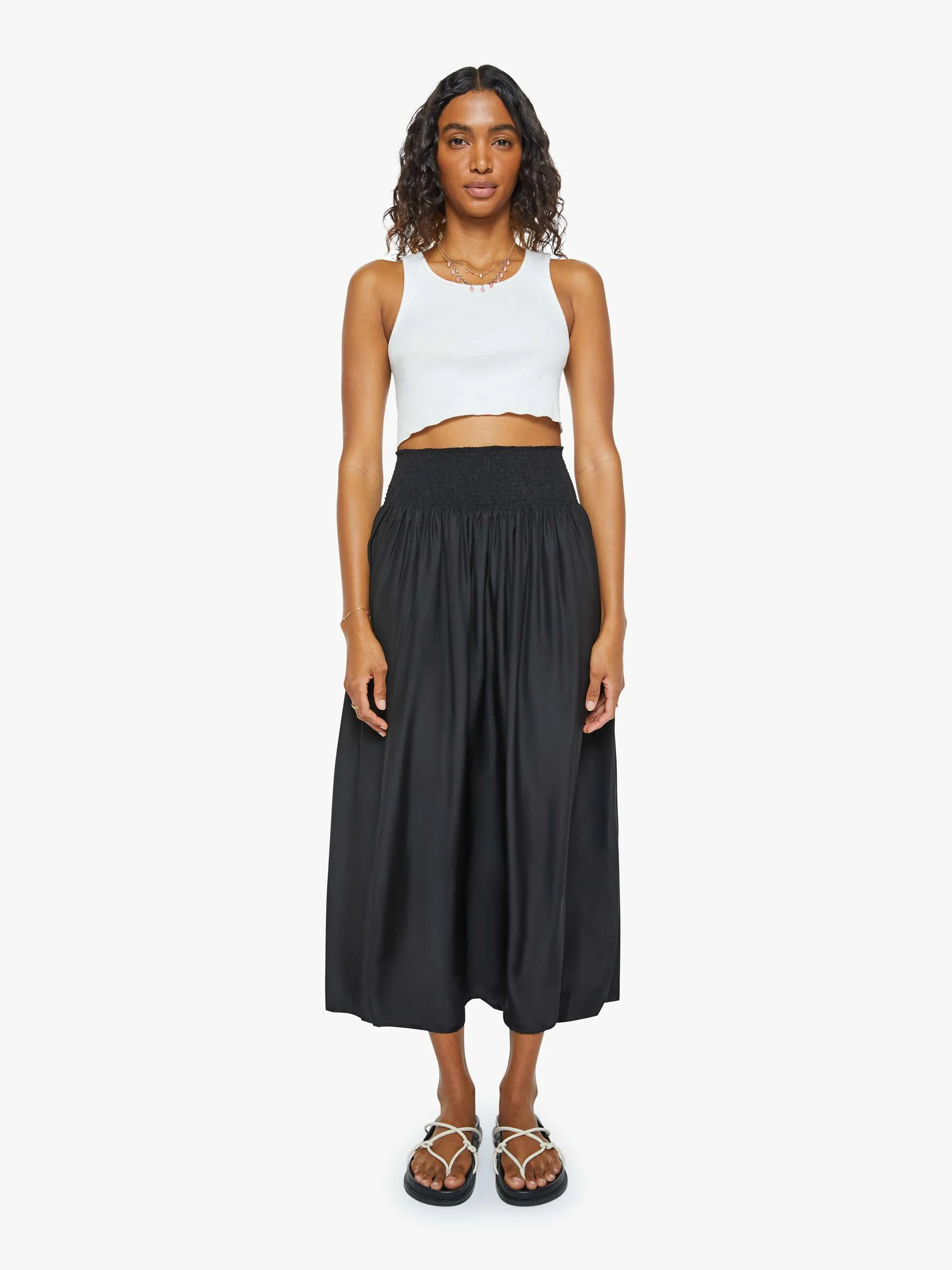 Women's Natalie Martin Bella Skirt - Black Silk | Mother Denim