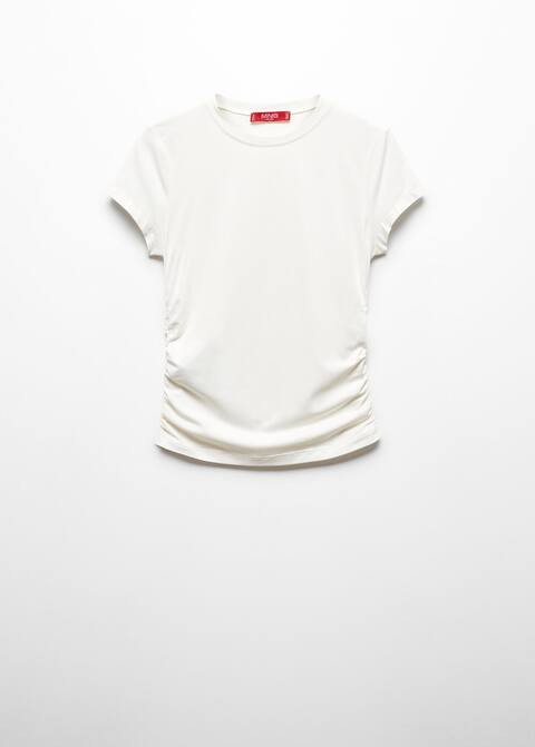 Short sleeve t-shirt with side gathers -  Women | Mango United Kingdom | MANGO (UK)