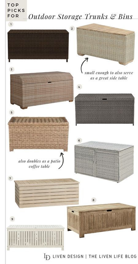 Outdoor storage bin. Storage trunk. Patio storage. Wicker storage bin. Garden storage. Patio table. Pool storage. Wood storage bin. Deck bin. 

#LTKSeasonal #LTKhome #LTKstyletip