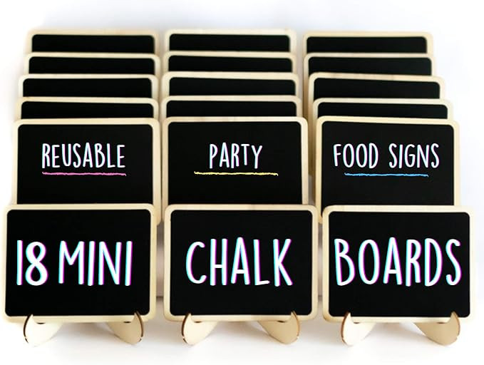Mini Chalkboard Signs for Food, 18 Small Chalkboards Including 3 White Chalk Sticks, Food Party L... | Amazon (US)