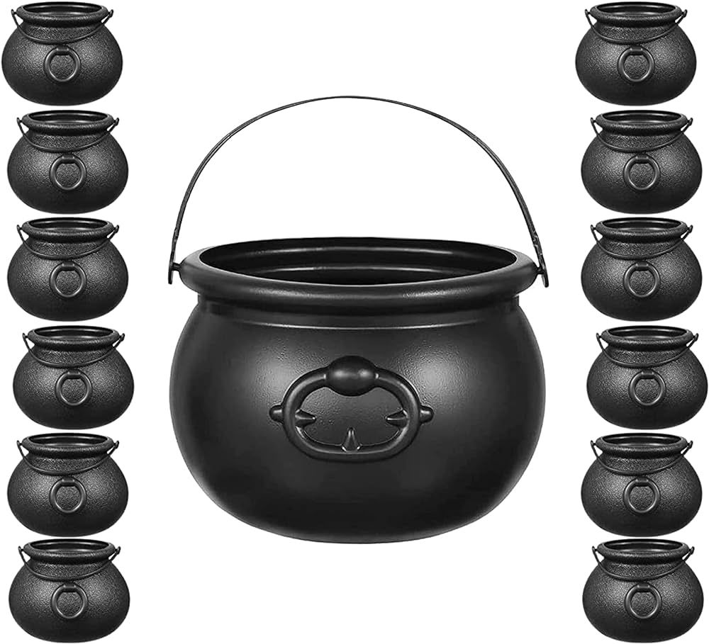 Black Cauldron Plastic 12 Mini & 1 Large 7.4"- for St Patricks Day Pot of Gold Bucket for Table D... | Amazon (US)