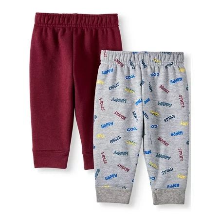 Baby Boy Solid & Print Sweatpants, 2pc Multipack | Walmart (US)