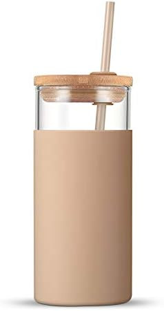 Tronco 20oz Glass Tumbler Glass Water Bottle Straw Silicone Protective Sleeve Bamboo Lid - BPA Fr... | Amazon (US)