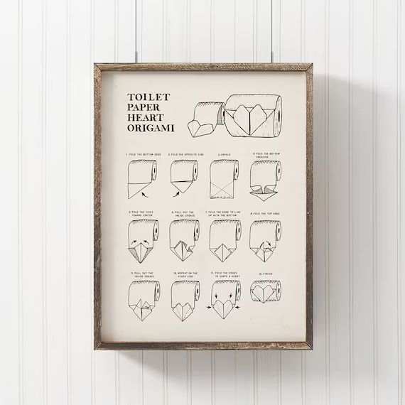 Toilet Paper Origami Art Heart Vintage Style Art Print - Etsy | Etsy (US)