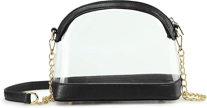 Clear Cross Body Bag with Vegan Leather Trim Stadium Approved Women Shoulder Handbag | Amazon (US)