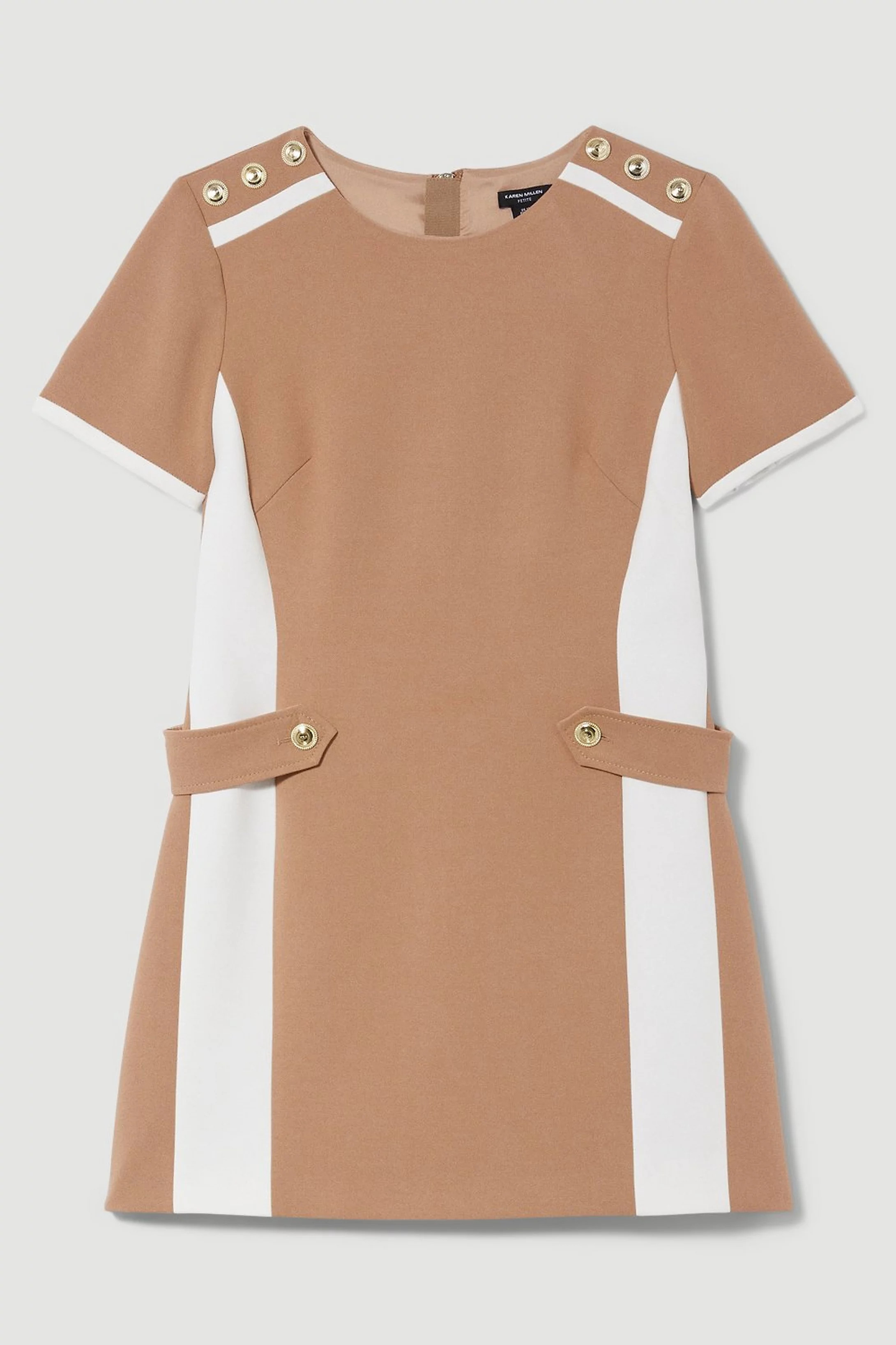 Petite Compact Stretch Tipped A Line Mini Dress | Karen Millen US