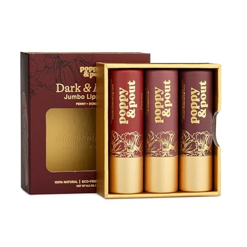 Poppy & Pout All Natural Lip Tints, Sustainable Cardboard Tubes, Hand-filled, Beeswax, Vitamin E, Coconut Oil, Cruelty Free (Dark & Dreamy Trio) | Amazon (US)