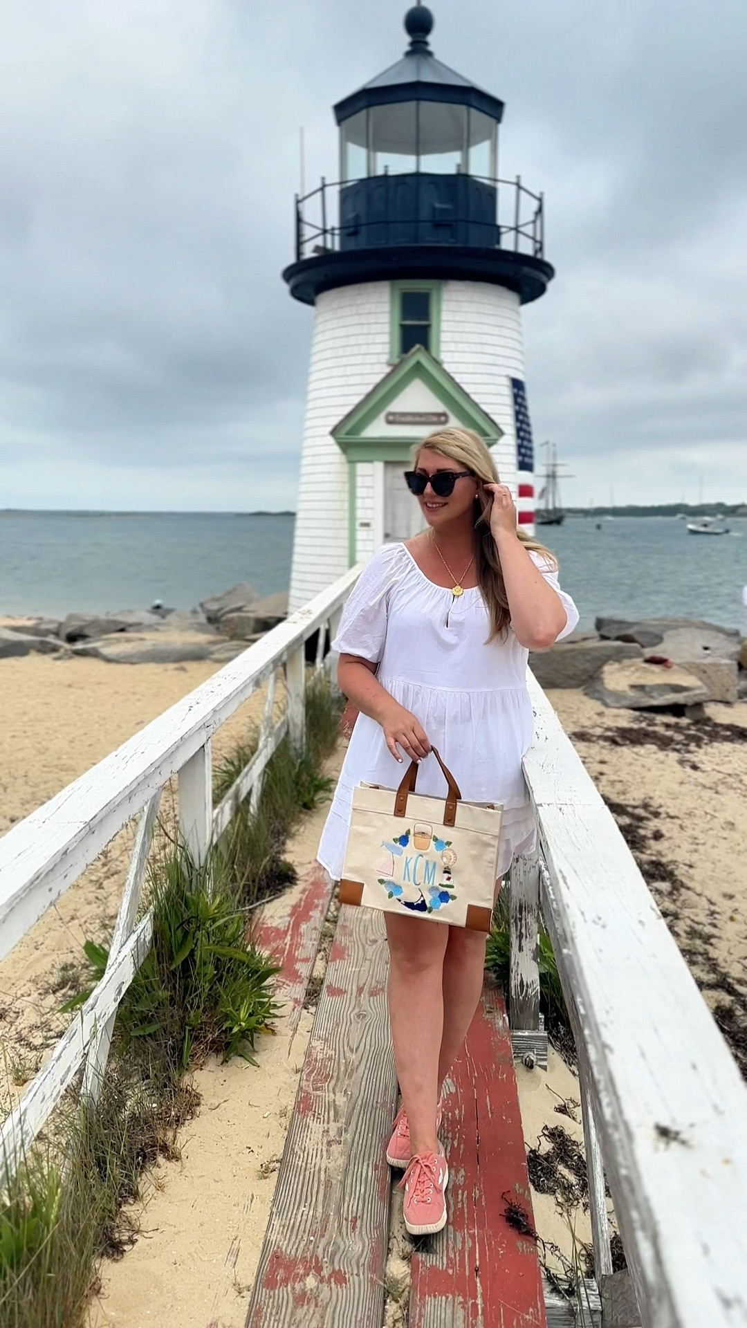 Easy breezy white cotton dress and my favorite embroidered Nantucket bag  you can shop at The Preppy Stitch ❤️ 

#LTKOver40 #LTKSaleAlert #LTKItBag
