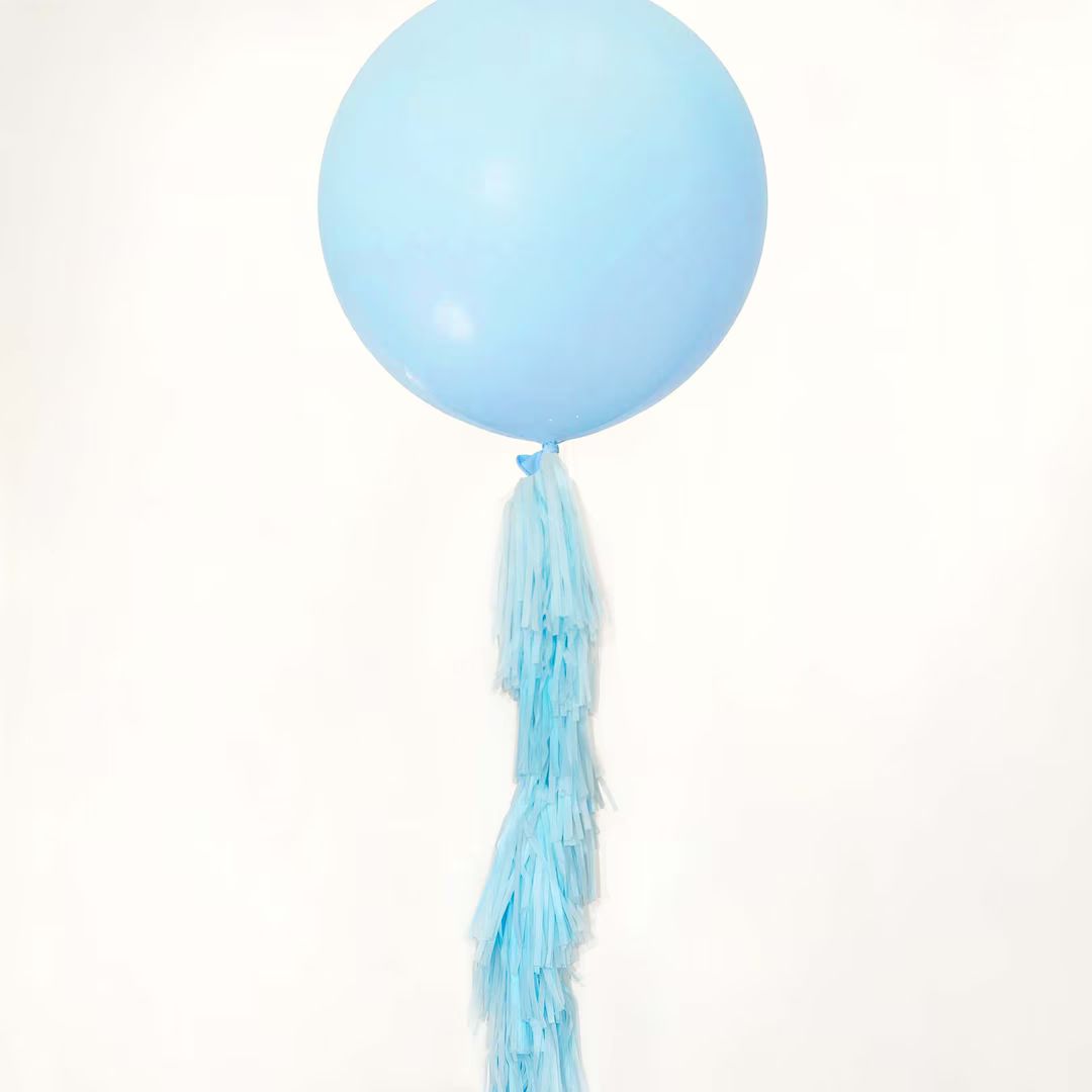 Giant Blue Tassel Tail Balloon, 36 Matte Pastel Blue Balloon and DIY Paper Tassel Kit, Light Blue... | Etsy (US)