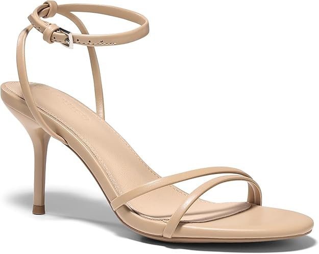 Coutgo Womens Strappy High Heels Open Almond Toe Dress Shoes Ankle Strap Summer Heeled Sandals | Amazon (US)