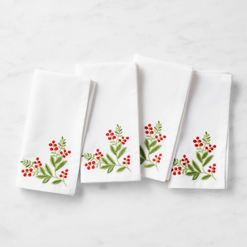 Noel Garland Embroidered Napkins, Set of 4 | Williams-Sonoma