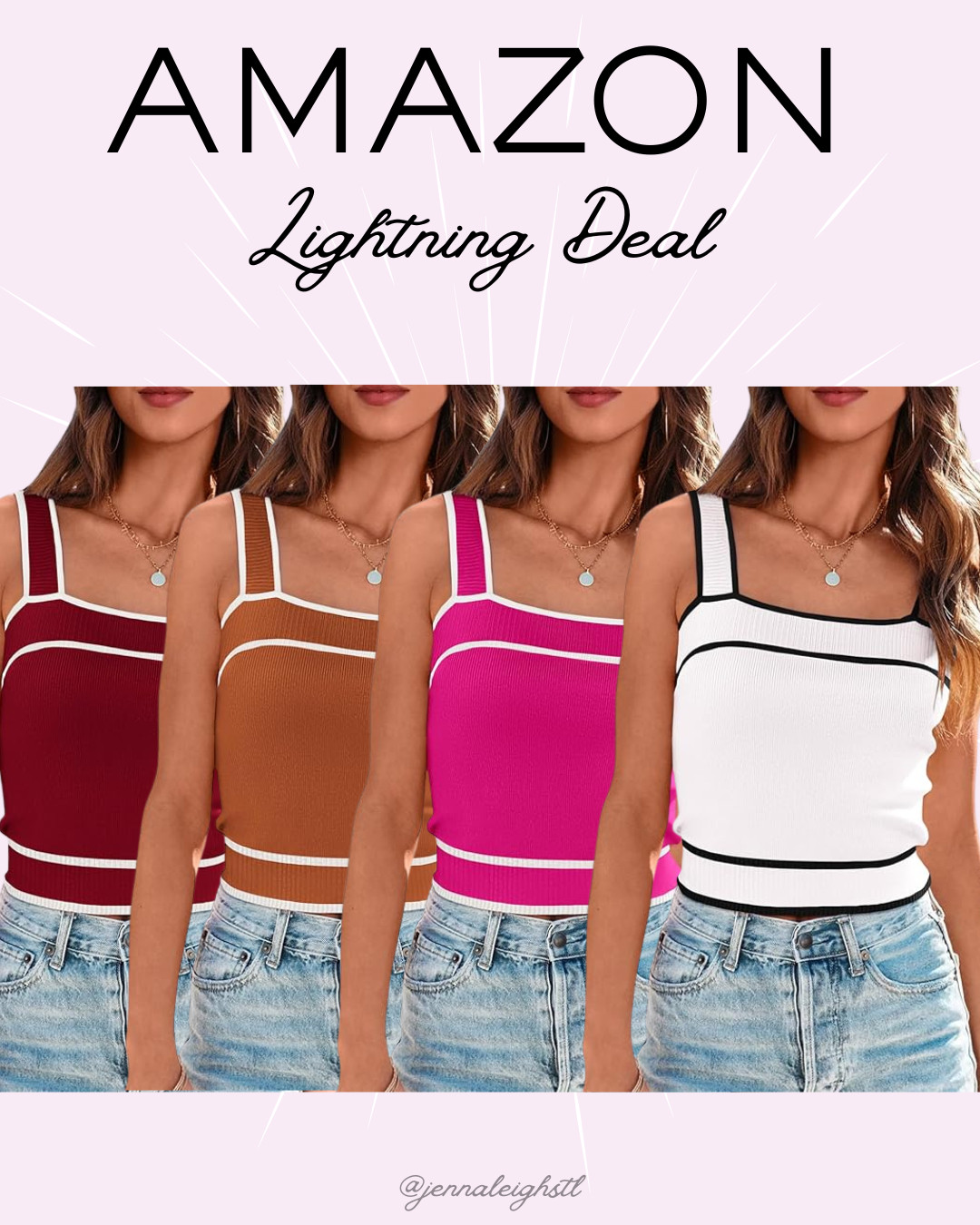 Amazon lightning deal on these trendy square neck crop tank tops and they’re down to just $14. Loving the color block details and easy fit for casual summer outfits. 

 #LTKSeasonal #LTKSaleAlert #LTKMidsize