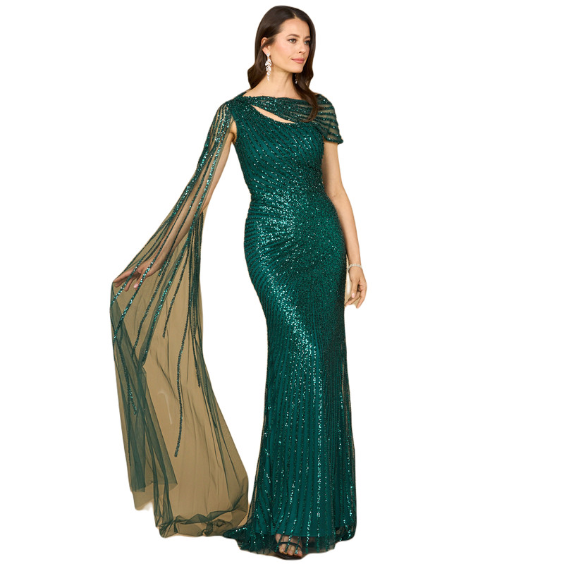 LARA New York One Shoulder Fitted Gown in Slate at Nordstrom, Size 4 | Nordstrom