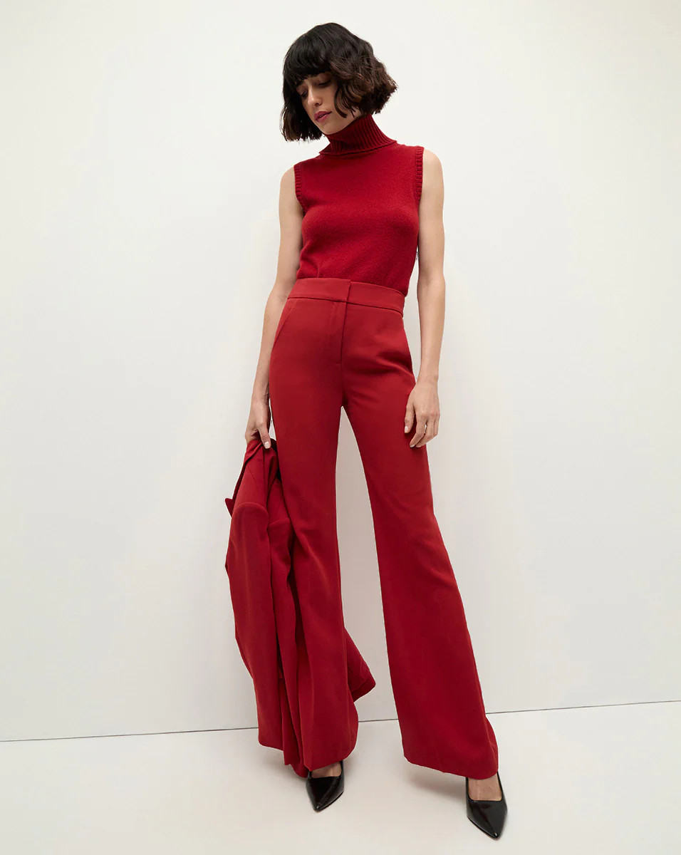 Lebone High Waist Flare Pant in Crimson Red | Veronica Beard | Veronica Beard
