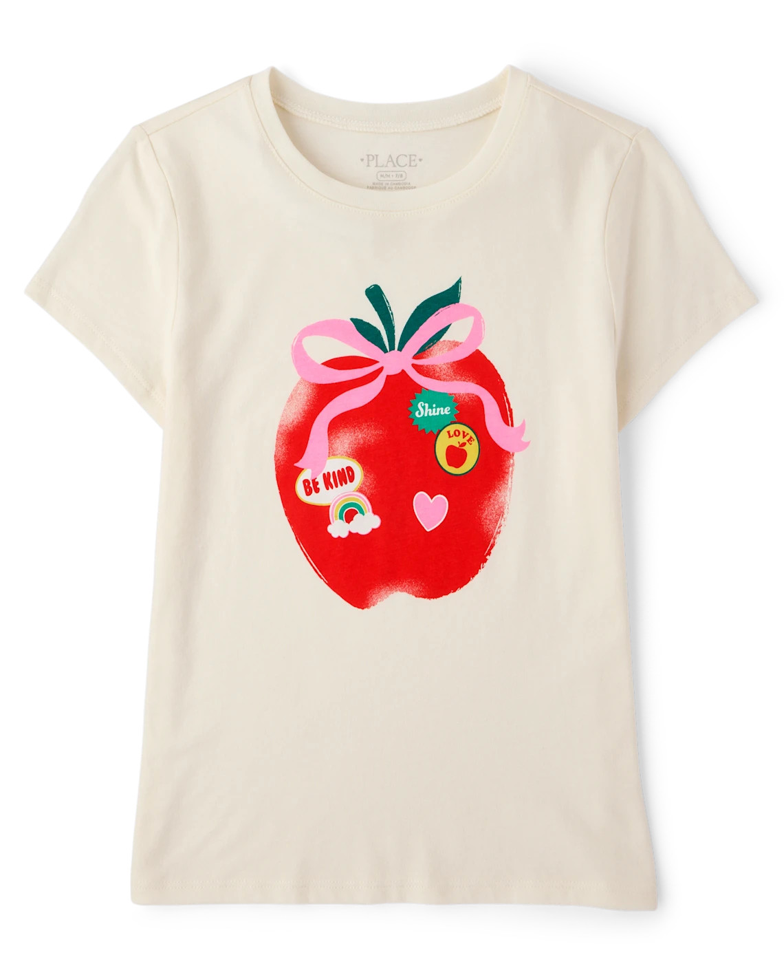 Girls Apple Graphic Tee - cream | The Children's Place