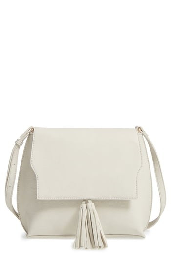 Sole Society Tassel Faux Leather Crossbody Bag - White | Nordstrom