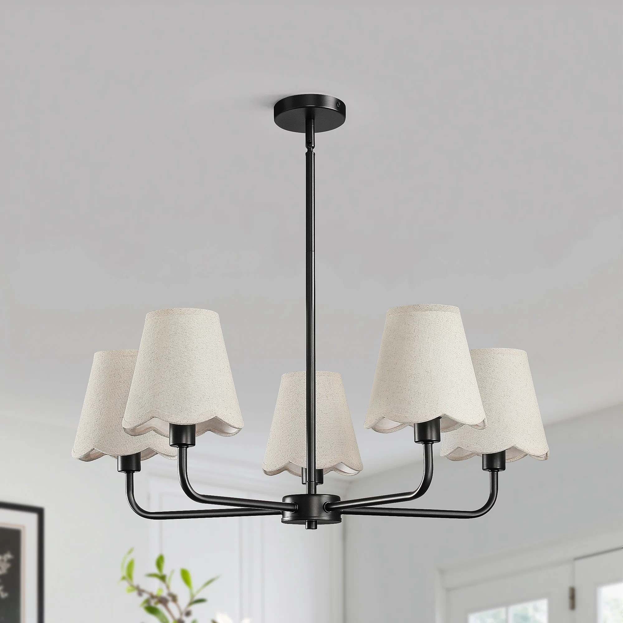 Ebern Designs 5-Light Modern Dimmable Chandelier With Fabric Shades | Wayfair | Wayfair North America