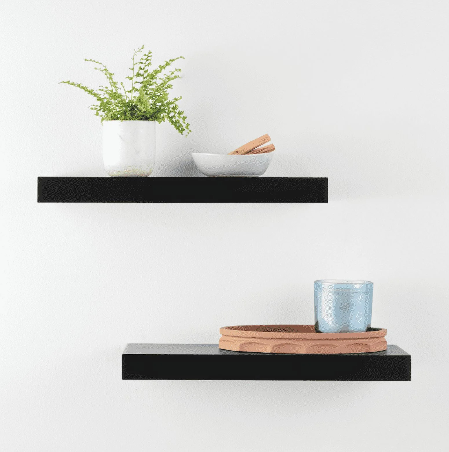 Mainstays Black 16.5" Wood Floating Shelves, Set of 2 | Walmart (US)