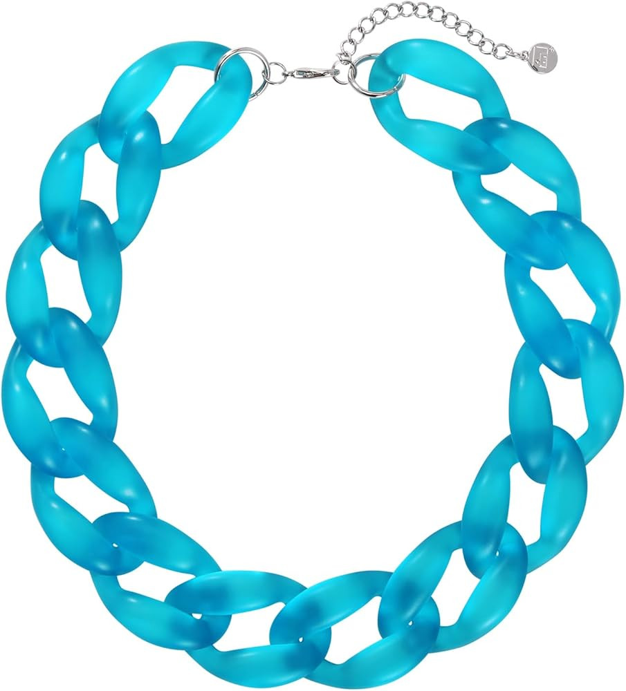 Firstmeet Chunky Acrylic Necklace Smooth Chain Link Cool Statement Choker Cuban Style Jewelry Gif... | Amazon (US)