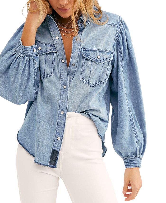 Free People With Love Denim Shirt & Reviews - Tops - Women - Macy's | Macys (US)