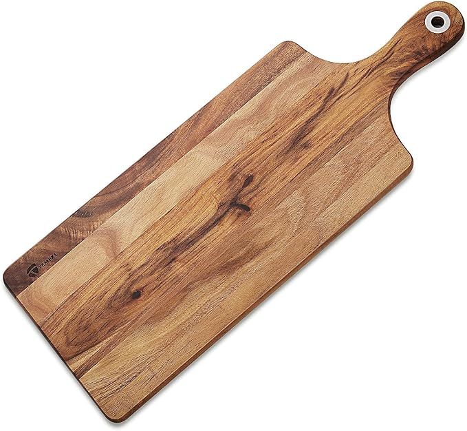 TEMEXE Acacia Wood Cutting Board for Kitchen with Handle, Serving Tray, Bread Tray, Pizza Plate, ... | Amazon (US)