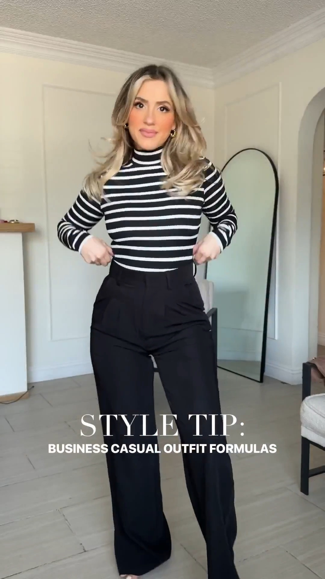 How to build BUSINESS CASUAL OUTFITS 🖤🙌🏼

✔️Look 1: small in NIMIN trousers from Amazon in SM LONG + small striped turtleneck 

✔️Look 2: size 4 in Editor trousers from Express + small in Amazon tee 

✔️Look 3: small in faux leather joggers (exact are from Target); if they're sold out, the ones from SAKS are identical

✔️Look 4: SM LONG in khaki Amazon trousers

#LTKWorkwear #LTKootd #LTKgrwm