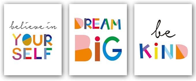 HPNIUB Watercolor Words Inspirational Quote Typography Art Print Set of 3 (8”X10”) Canvas Pai... | Amazon (US)