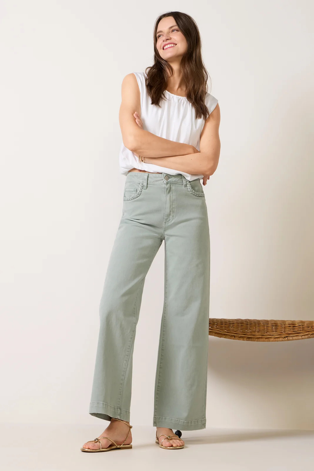 PAIGE Women's Anessa 31 w Braided Pockets Jeans, Size 25, Vintageseaglass Green | Evereve