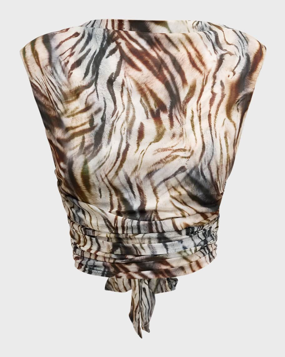 JBQ Adeline Backless Safari Printed Crop Top | Neiman Marcus