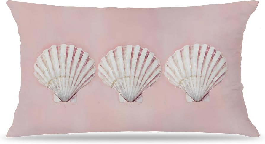 Pink Coastal Oyster Summer Pillow Cover 12x20 Double-Sided, Coastal Beach Room House Decor, Summe... | Amazon (US)