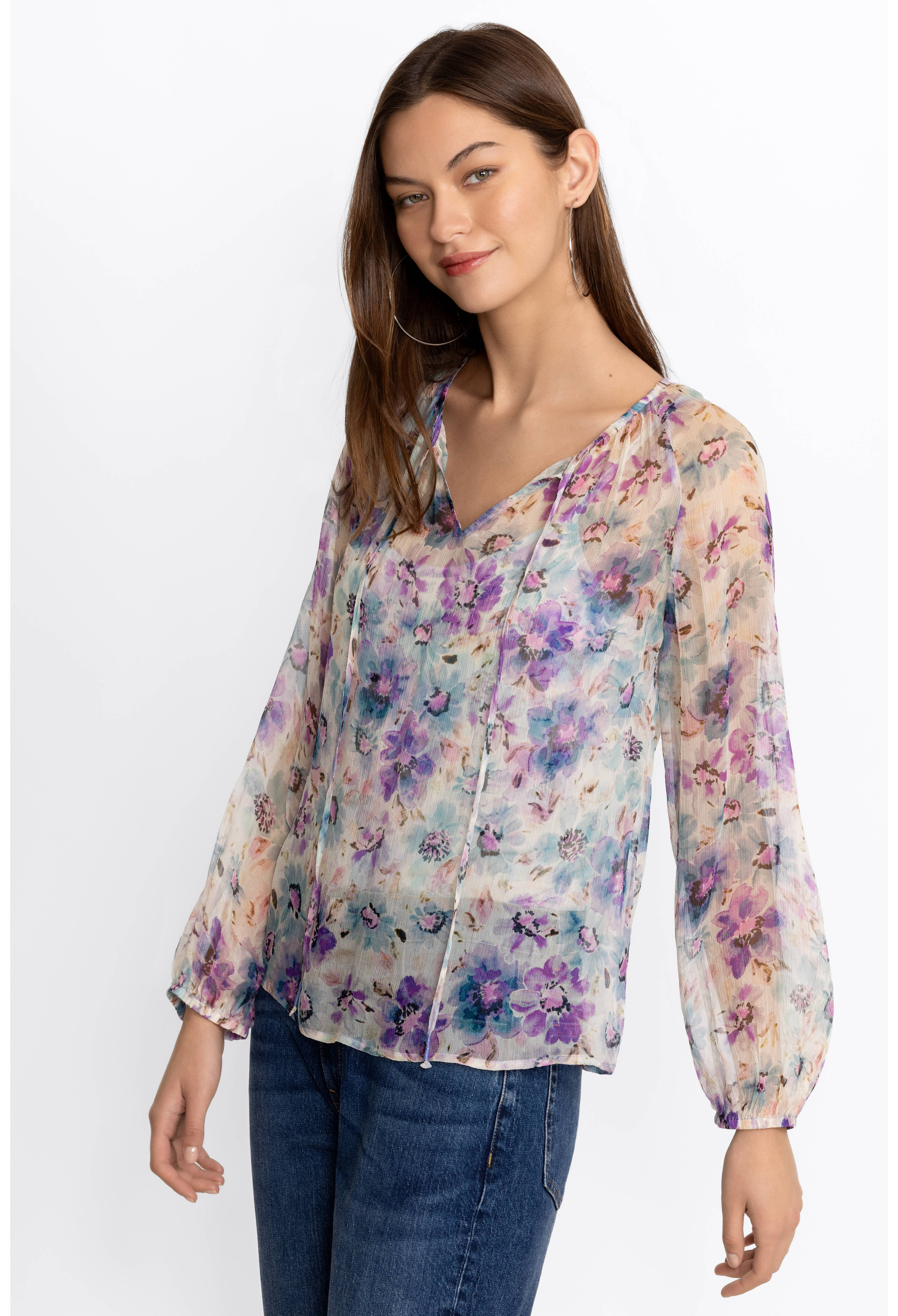 GLINDA SILK PEASANT BLOUSE | Johnny Was | Johnny Was