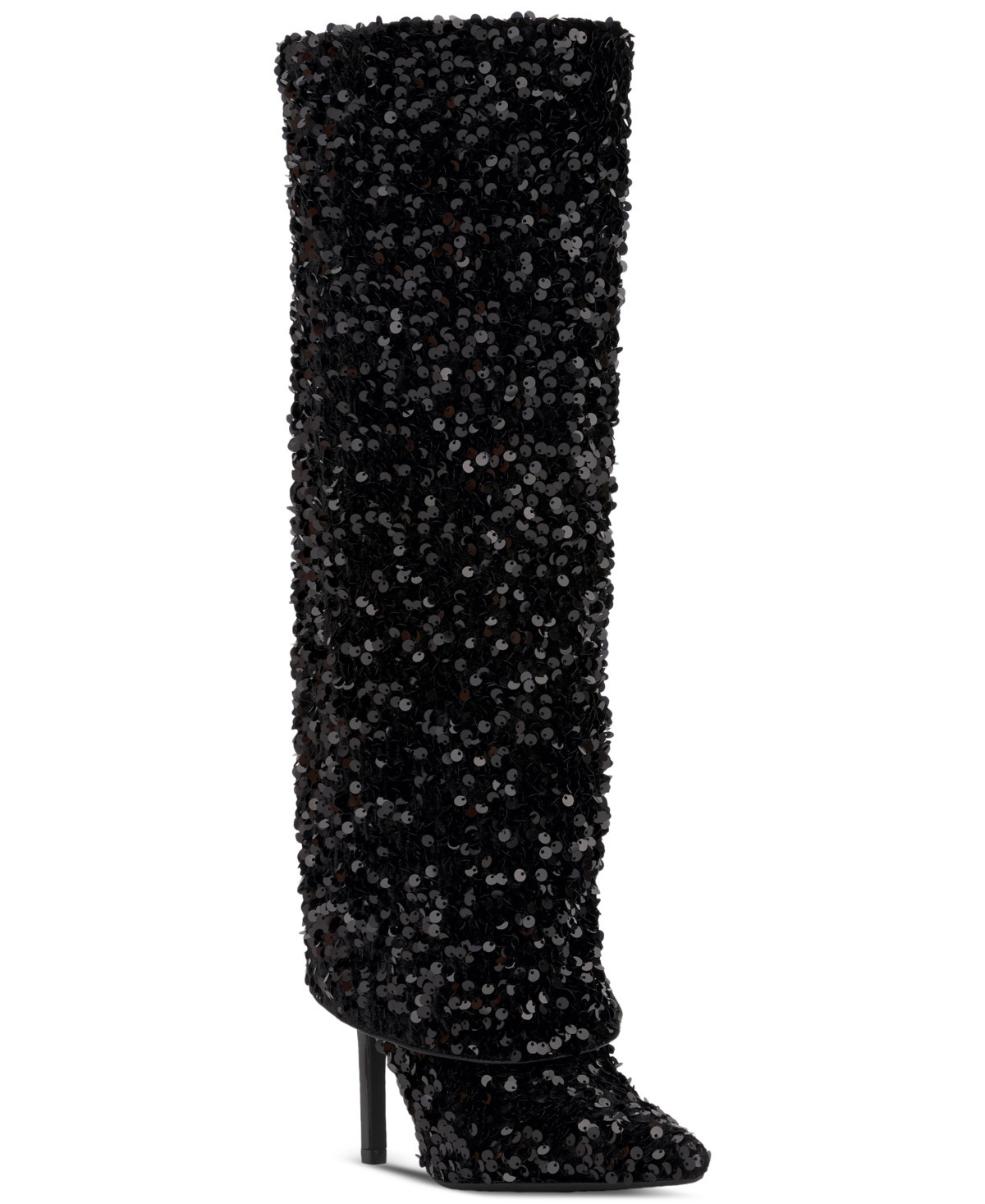 I.n.c. International Concepts Skylar Fold Over Cuffed Knee High Boots, Created for Macy's - Black Sequins | Macy's