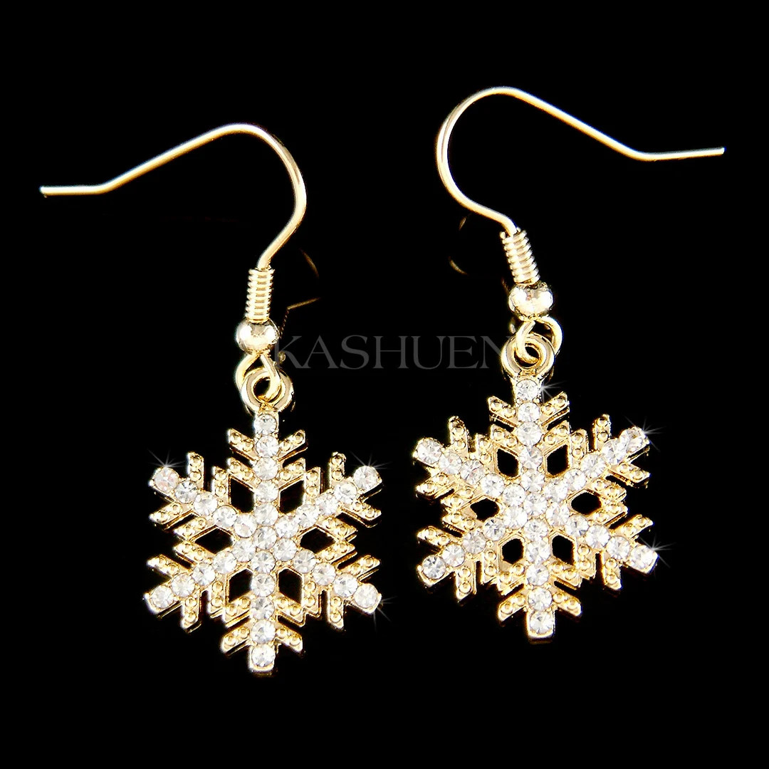 Swarovski Crystal Rhinestone Clear SNOWFLAKE Snow Flake Winter Holiday Christmas 14K Gold Filled ... | Etsy (US)
