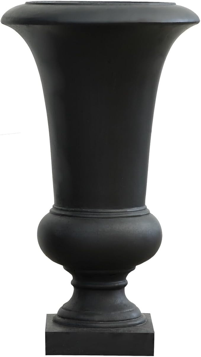 Nordic Haven 22.75" H Black Slim MgO Urn Planter with Turned Pedestal Base, Matte Black Finish, I... | Amazon (US)