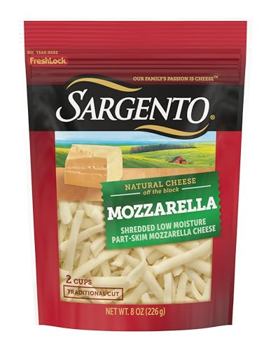 Sargento Natural Mozzarella Shredded Cheese, Traditional Cut, 8 oz | Amazon (US)