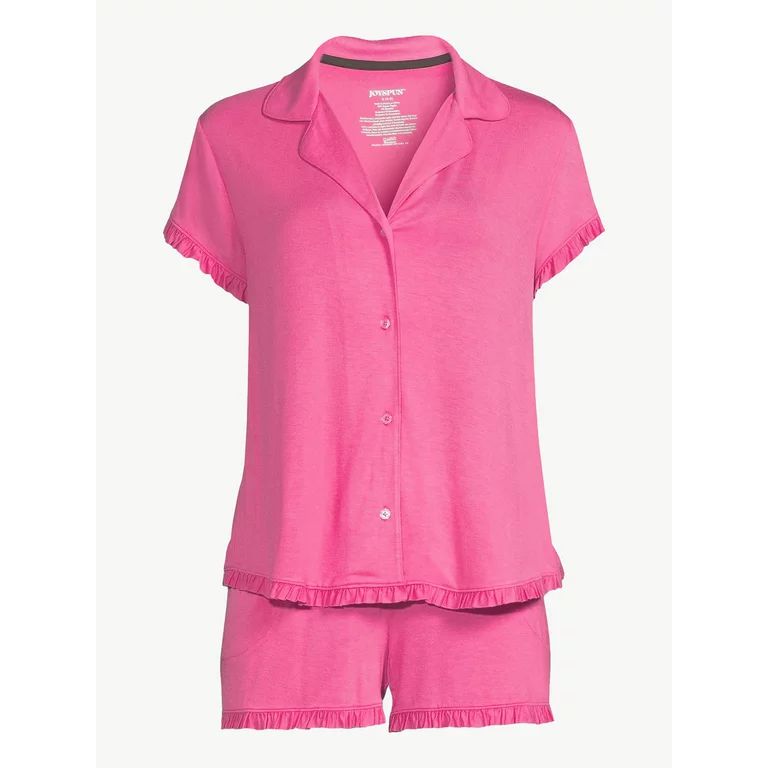 Joyspun Women's Ruffled Pajama Top and Shorts Set, 2-Piece, Sizes S to 3X | Walmart (US)