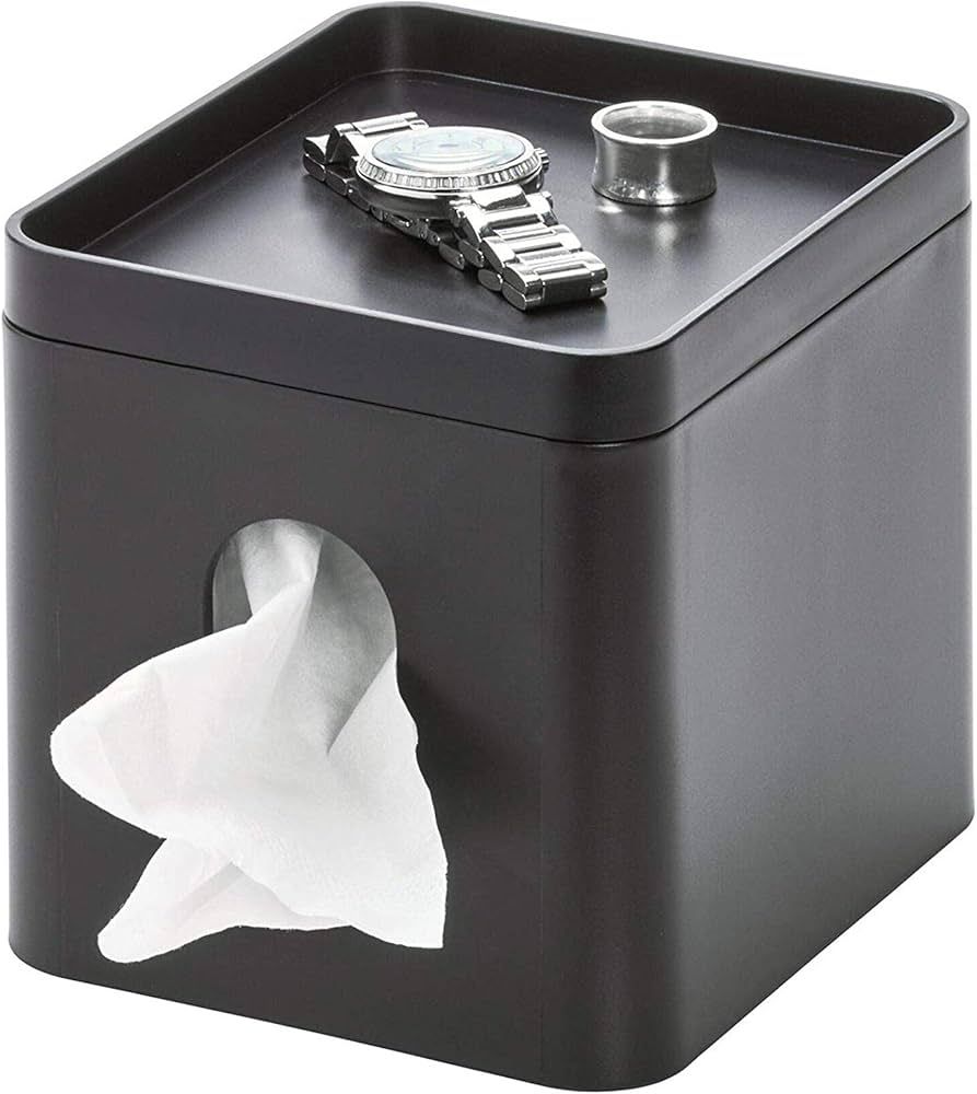 iDesign Facial Tissue Box Cover with Storage Tray, The Cade Collection – 6.1" x 5.15" x 5.4", M... | Amazon (US)