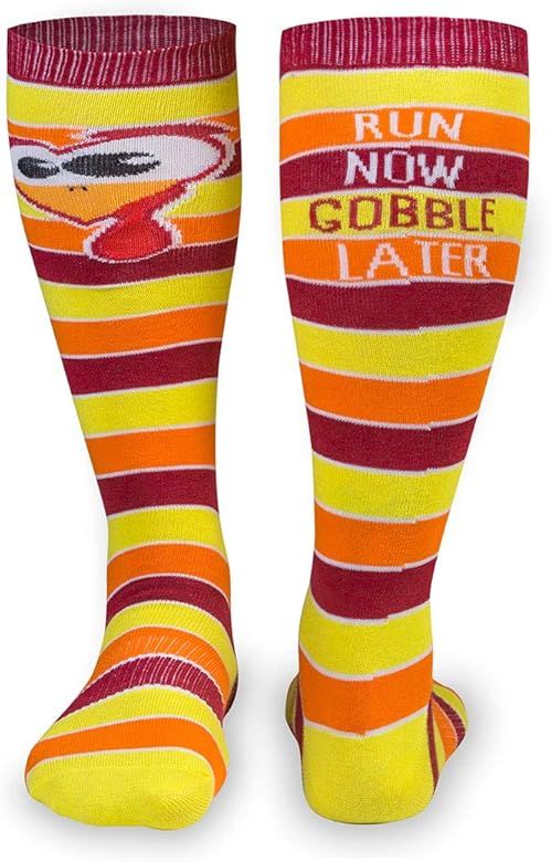 Gone For a Run Run Now Gobble Later Knee High Athletic Running Socks | Fun Turkey Trot Running So... | Amazon (US)