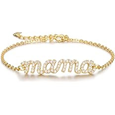 Jewelry for Women Mama Bracelet for Mom 24K Real Gold Filled 925 Sterling Silver Gifts for Mom Bi... | Amazon (US)