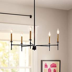 Hinkley Lark-Hux 28" Wide Modern Black and Lacquered Brass Chandelier | www.lampsplus.com | Lamps Plus