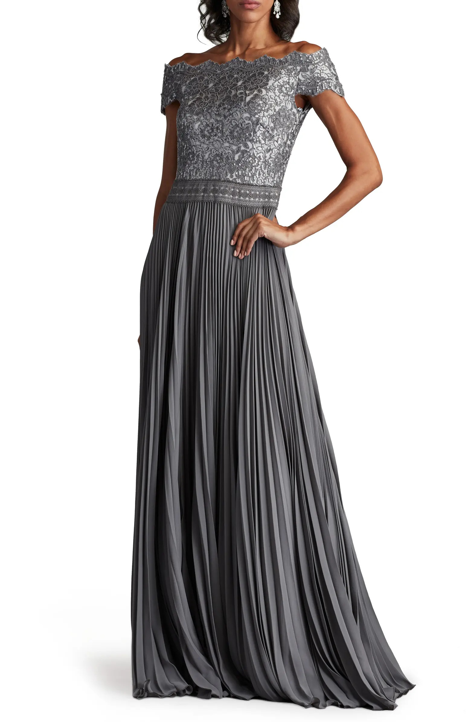 Sequin Bodice Short Sleeve Gown | Nordstrom