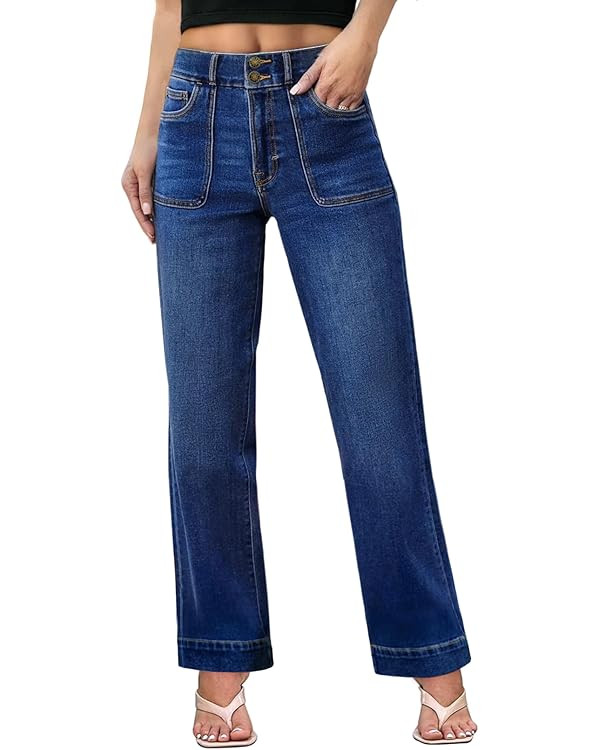 Sidefeel Straight Leg Jeans Wide Leg Denim Pants | Amazon (US)