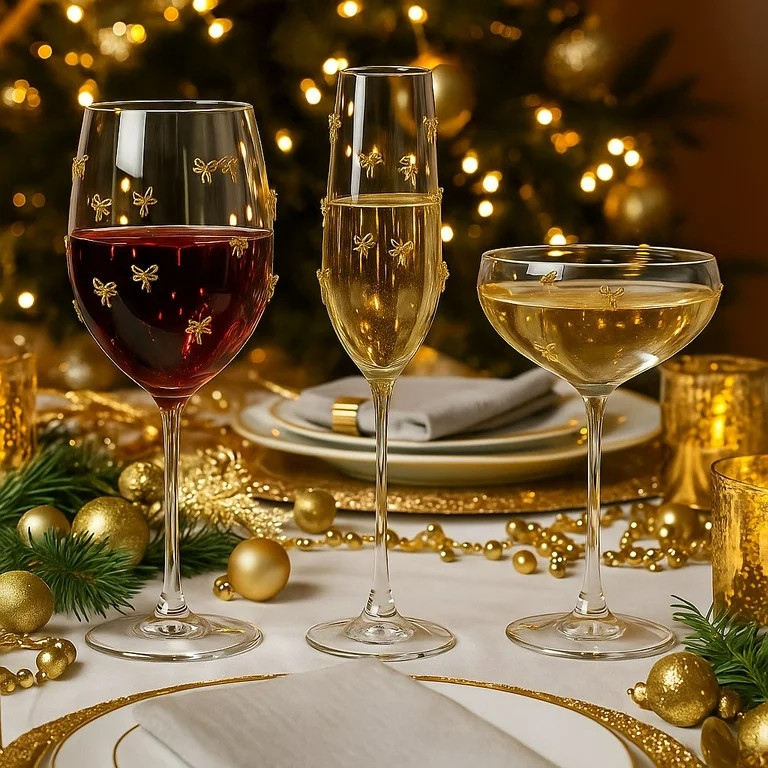 10 Strawberry Street Gold Bow Glassware, Coupe, Set of 4 - Walmart.com | Walmart (US)