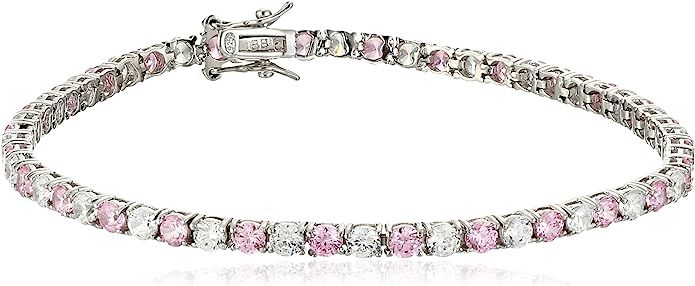 Amazon Collection .925 Sterling Silver Alternating AAA Cubic Zirconia Tennis Bracelet, 7.5" | Amazon (US)