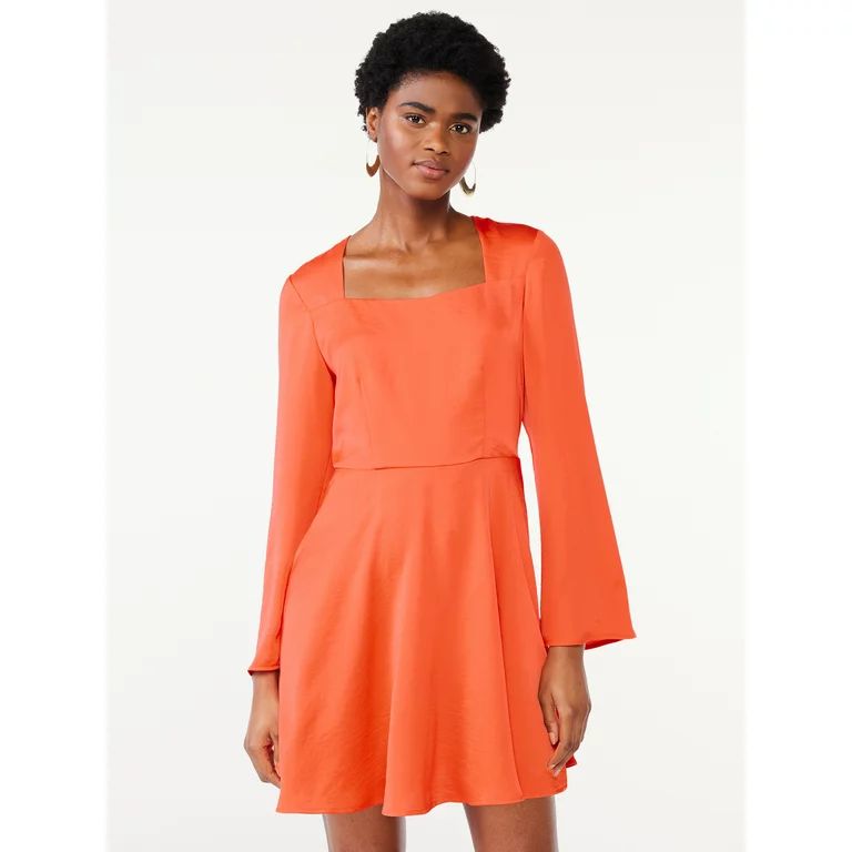 Scoop Women's Square Neck Short Dress, Sizes XS-XXL | Walmart (US)