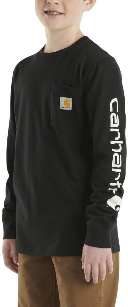 Carhartt Boys' Long-Sleeve Logo Sleeve Pocket T-Shirt | Amazon (US)